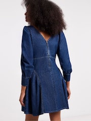 Simply Be Blue Puff Sleeve Denim Mini Dress - Image 2 of 4