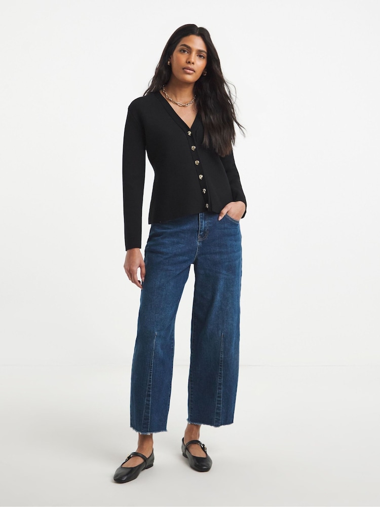 Simply Be Black Cinched Waist Cardigan - Image 1 of 4