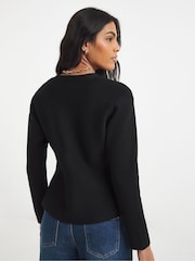 Simply Be Black Cinched Waist Cardigan - Image 2 of 4