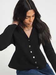Simply Be Black Cinched Waist Cardigan - Image 3 of 4