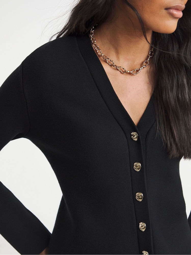 Simply Be Black Cinched Waist Cardigan - Image 4 of 4