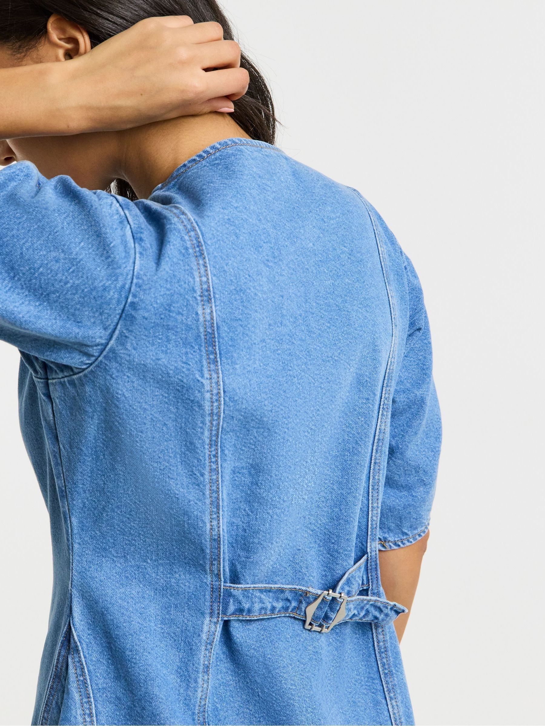 Buy Simply Be Blue Cinched Denim Mini Dress from Next USA