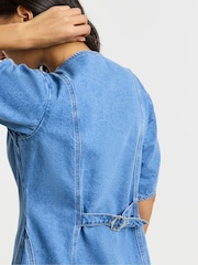 Simply Be Blue Cinched Denim Mini Dress - Image 4 of 4