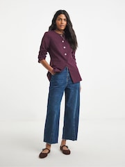 Simply Be Purple Collarless Waisted Blazer - Image 1 of 4