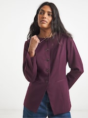Simply Be Purple Collarless Waisted Blazer - Image 3 of 4
