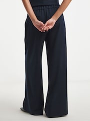 Simply Be Blue Chambray Look Tie Waist Wide Leg Trousers - Image 2 of 4