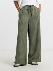 Simply Be Green Tie Waist Side Stripe Wide Leg Trousers - Image 2 of 4
