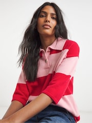 Simply Be Rugby Stripe Knitted Polo Shirt - Image 2 of 4