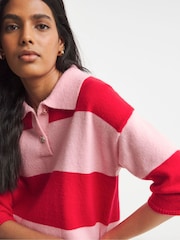 Simply Be Rugby Stripe Knitted Polo Shirt - Image 3 of 4