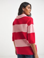 Simply Be Rugby Stripe Knitted Polo Shirt - Image 4 of 4