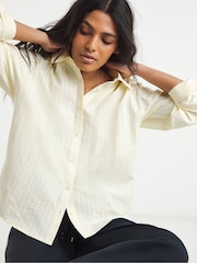 Simply Be Yellow Cropped Stripe Boxy Shirt - Image 3 of 4