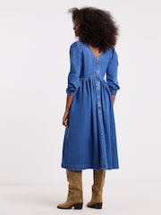 Simply Be Blue Denim Midaxi Picnic Dress - Image 2 of 4