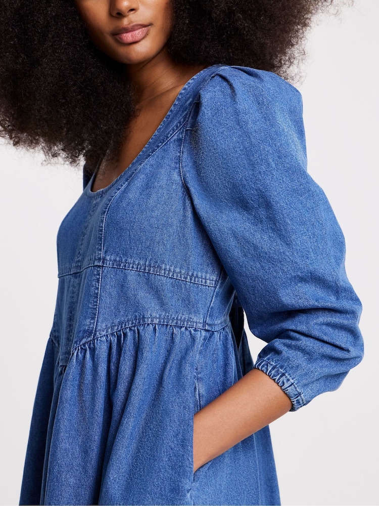 Simply Be Blue Denim Midaxi Picnic Dress - Image 4 of 4