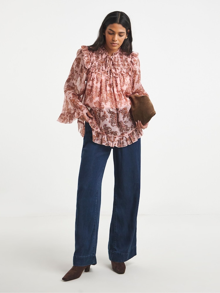 Simply Be Natural Chiffon Yoke Detail Prarie Blouse - Image 1 of 4