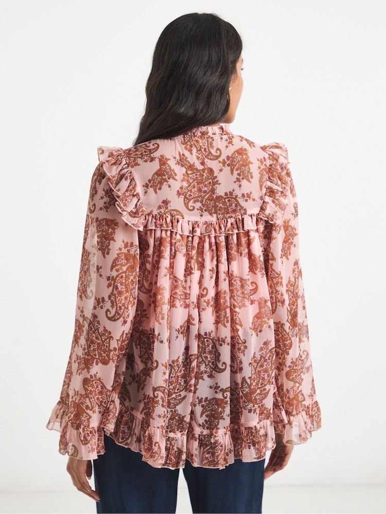 Simply Be Natural Chiffon Yoke Detail Prarie Blouse - Image 2 of 4