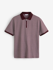 Rouge bordeaux - Polo à motif - Image 1 de 3