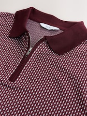Rouge bordeaux - Polo à motif - Image 3 de 3