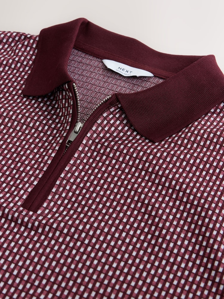 Rouge bordeaux - Polo à motif - Image 3 de 3