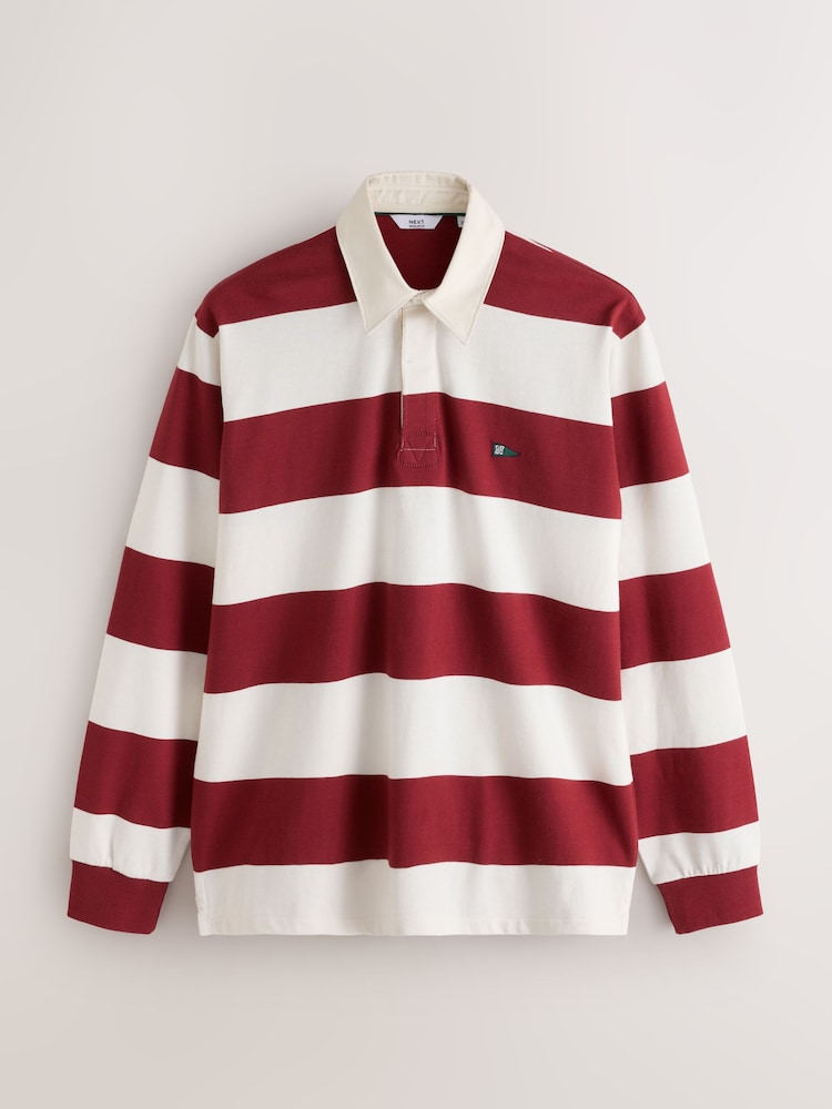 Red/White Horizontal Stripe Rugby Shirt - Image 1 of 4