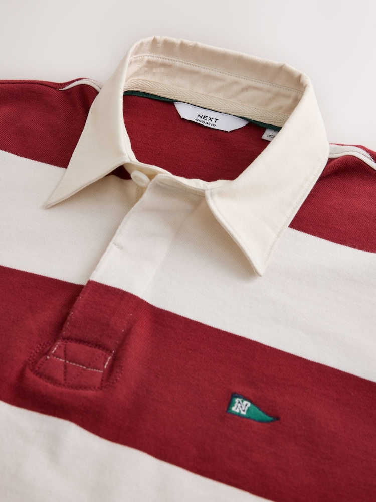 Red/White Horizontal Stripe Rugby Shirt - Image 2 of 4