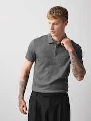 Black/Grey Heritage Regular Fit Polo Shirt - Image 1 of 8