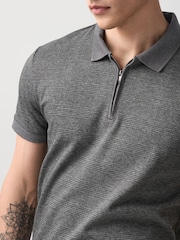 Black/Grey Heritage Regular Fit Polo Shirt - Image 5 of 8