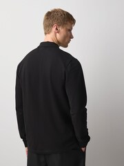 Black Official Rolling Stones Regular Fit Long Sleeve Pique Polo Shirt - Image 3 of 5
