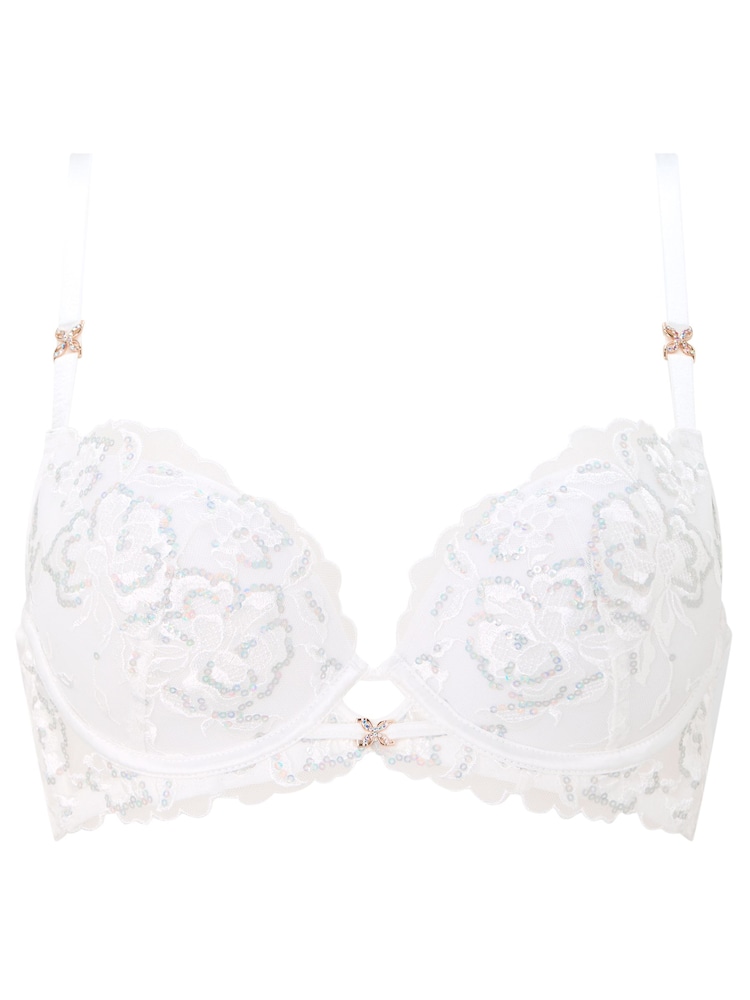 Ann Summers White Endless Attraction Sequin Embroidery Padded Plunge Bra - Image 5 of 5 Ann Summers White Endless Attraction Sequin Embroidery Padded Plunge Bra - Image 5 of 5