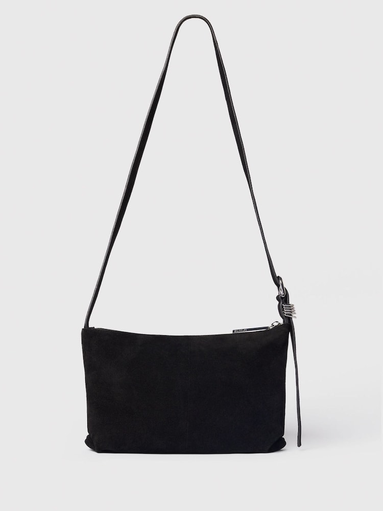 Whistles Black Ring Detail Suede Bag - Image 1 of 4 Whistles Black Ring Detail Suede Bag - Image 1 of 4