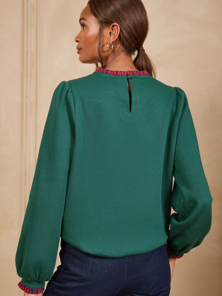 Love & Roses Dark Green Duck Embroidered Sweatshirt - Image 4 of 4