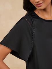 Love & Roses Black Batwing Lace Insert Top - Image 3 of 5