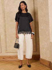 Love & Roses Black Batwing Lace Insert Top - Image 5 of 5