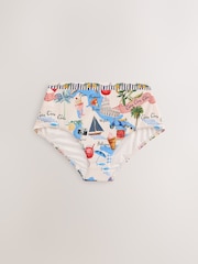 Cream/Red Map High Waist Print Bikini Bottoms - Image 4 of 6