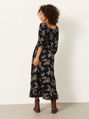 FatFace Adele Black Vintage Floral Midi Dress - Image 2 of 5
