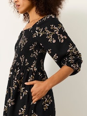 FatFace Adele Black Vintage Floral Midi Dress - Image 3 of 5