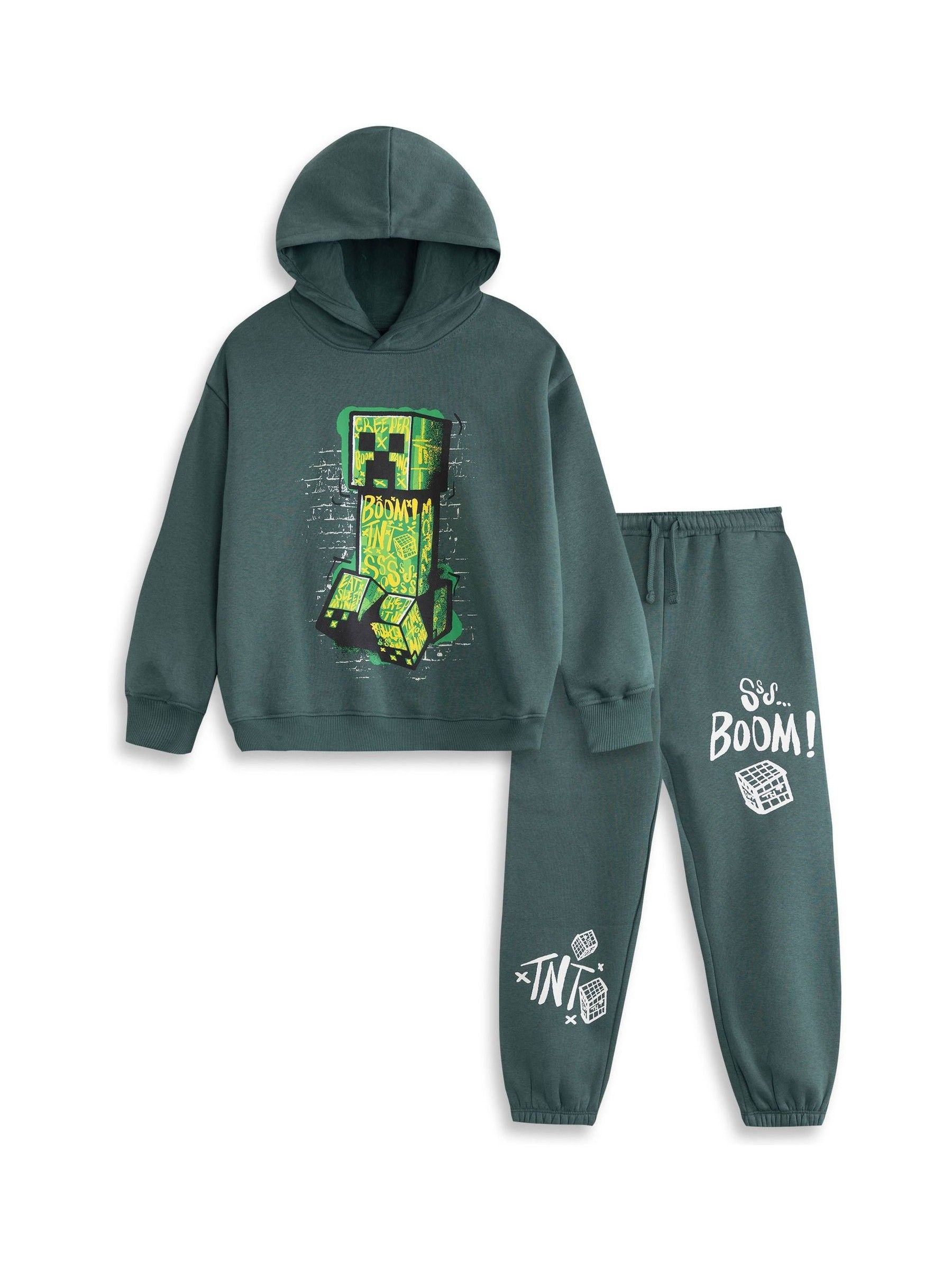 Vanilla Underground Boys Green Minecraft Creeper Sweatshirt And Joggers Set - Image 4