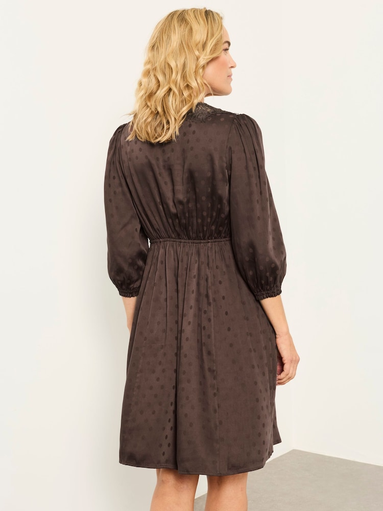FatFace Libby Chocolate Brown Polka Dress - Image 2 of 6 FatFace Libby Chocolate Brown Polka Dress - Image 2 of 6