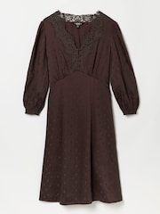 FatFace Libby Chocolate Brown Polka Dress - Image 6 of 6