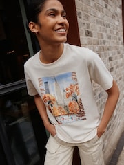 Ecru Graphic Heavyweight Crew Neck T-Shirt - Image 2 of 5