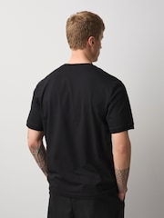 Black Floral Slim Fit Smart Textured T-Shirt - Image 3 of 7