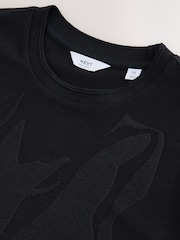 Black Floral Slim Fit Smart Textured T-Shirt - Image 7 of 7