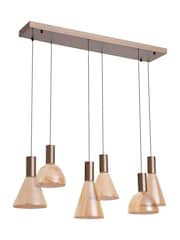 Searchlight Brown Trudy LED 6Lt Pendant, Metal and Glass - Image 4 of 4