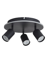 Searchlight Matt Black and White Finn 3 Light Flush - Image 3 of 4