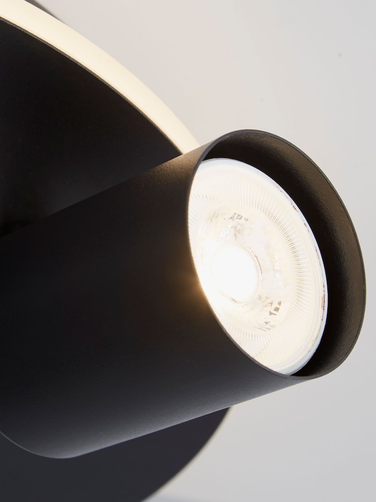 Searchlight Matt Black and White Finn 3 Light Flush - Image 4 of 4