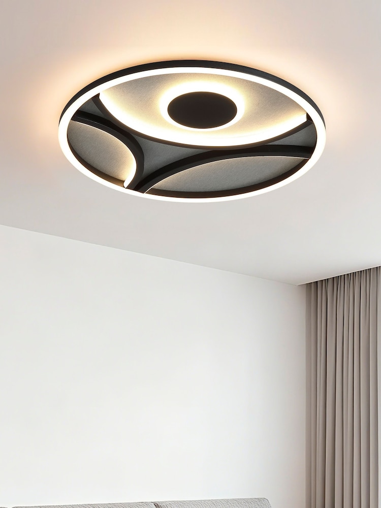 Searchlight Black Pau LED Flush Ceiling Light - Image 1 of 4