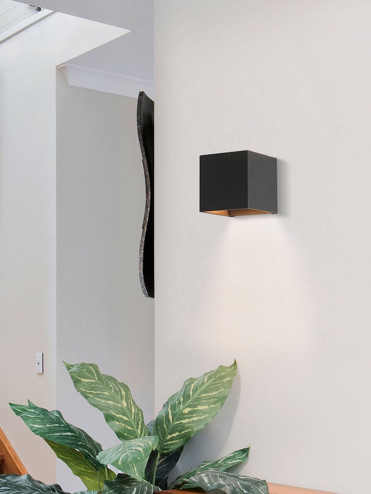 Searchlight Sand Black Bron Square Up & Down Wall Light G10 - Image 1 of 4 Searchlight Sand Black Bron Square Up & Down Wall Light G10 - Image 1 of 4