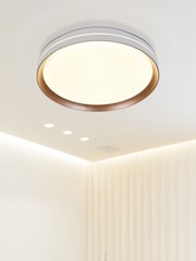 Searchlight Brown Cally LED Flush, Meta Ceiling Light - Image 1 of 4