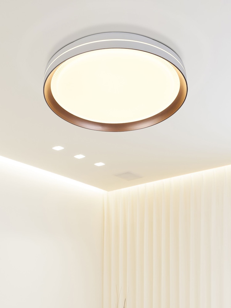 Searchlight Brown Cally LED Flush, Meta Ceiling Light - Image 1 of 4 Searchlight Brown Cally LED Flush, Meta Ceiling Light - Image 1 of 4