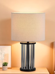 Searchlight Matt Black and Smoked Vera 1Lt Table Lamp, Metal and Shade - Image 1 of 4