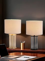 Searchlight Matt Black and Smoked Vera 1Lt Table Lamp, Metal and Shade - Image 4 of 4